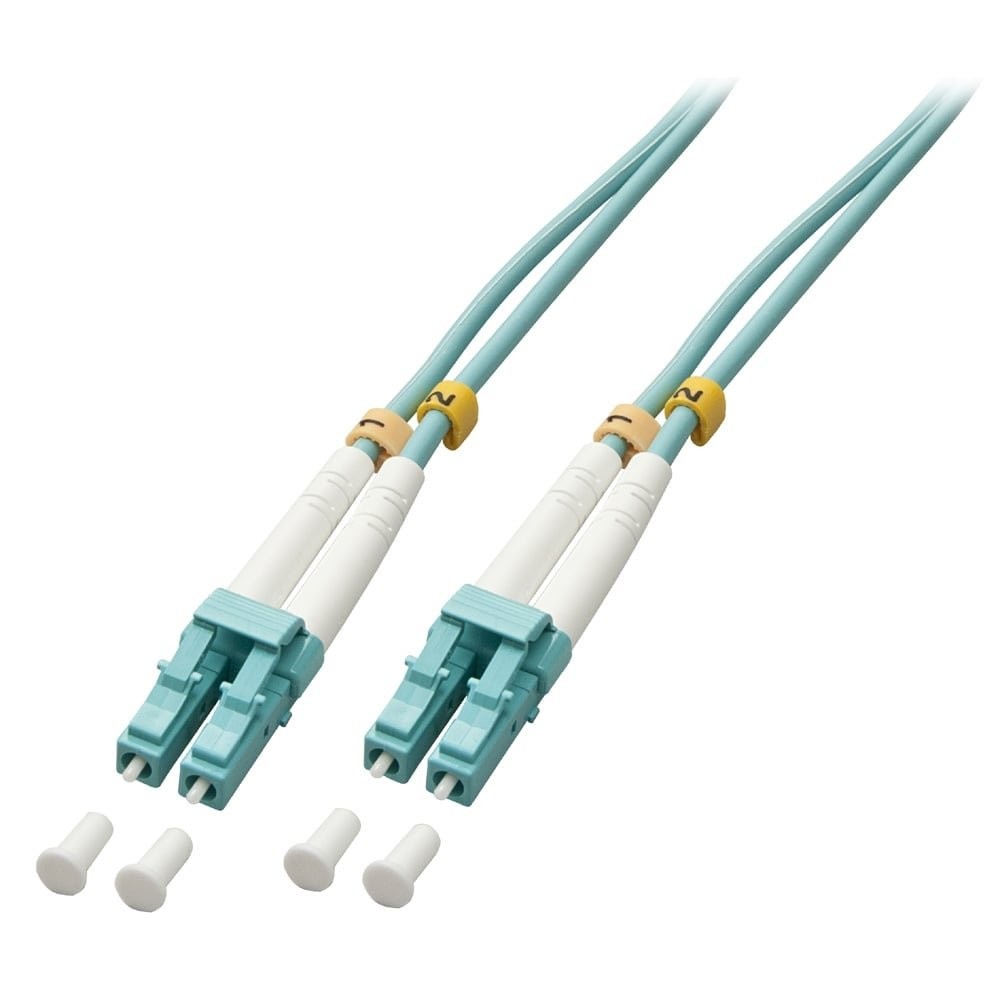 LINDY 46371 2m LC-LC OM3 50/125 Fibre Optic Patch Cable, Aqua