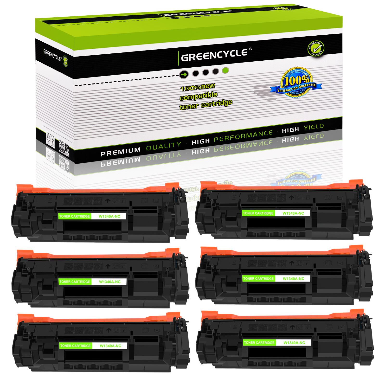 GREENCYCLE 6PK Compatible W1340A Toner With HP 134A M209dw MFP M234dwe No Chip