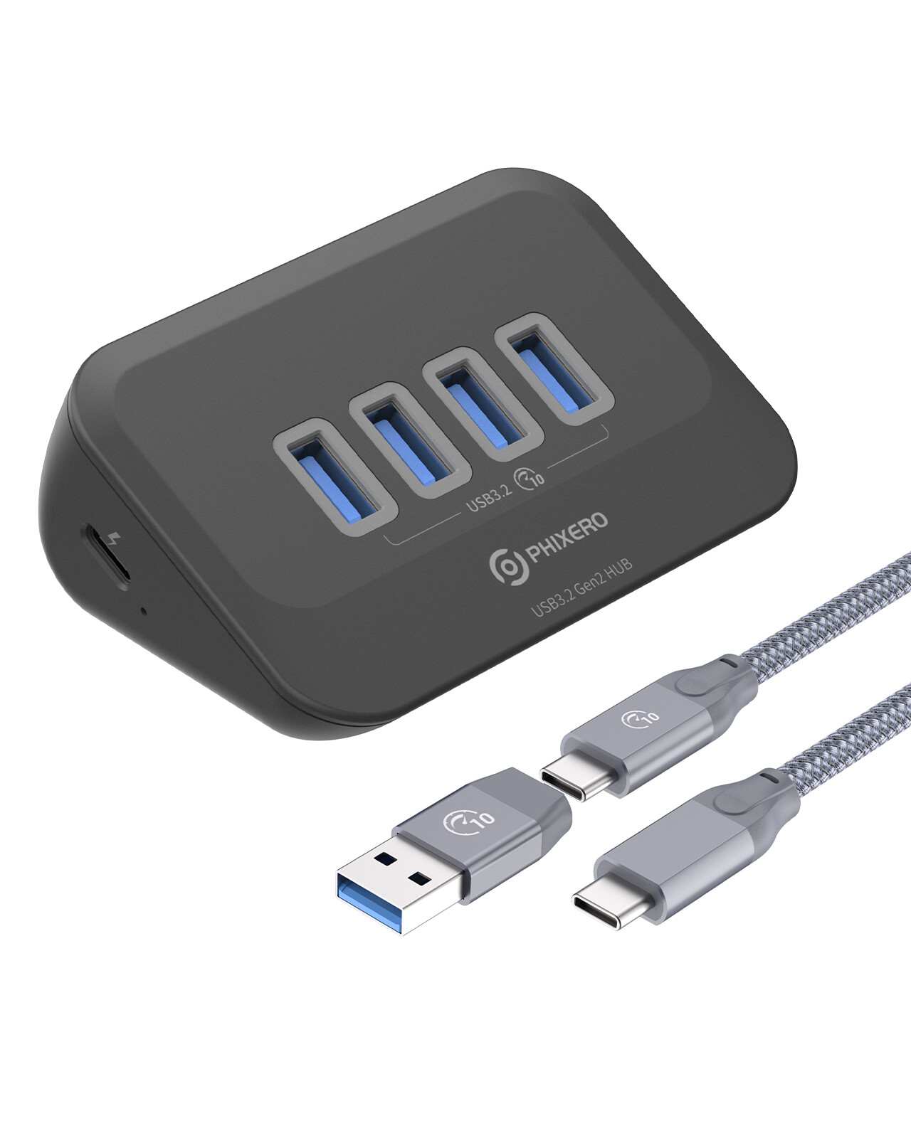 4Ports USB3.2 Docking Station Hub Type C Splitter Adapter Multi Port 5/10Gbps PC