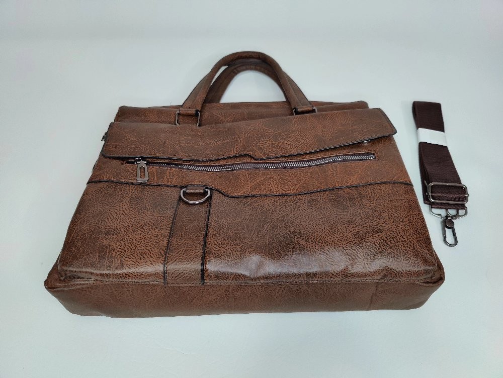 Leather Laptop Bag 15 IN, Water-Resistant Briefcase Messenger Bag