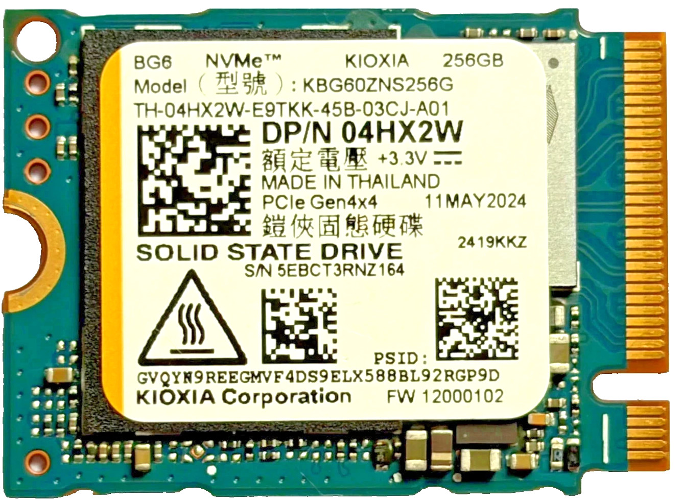 Kioxia BG6 KBG60ZNS256G 256GB NVMe SSD M.2 2230 PCIe Gen4