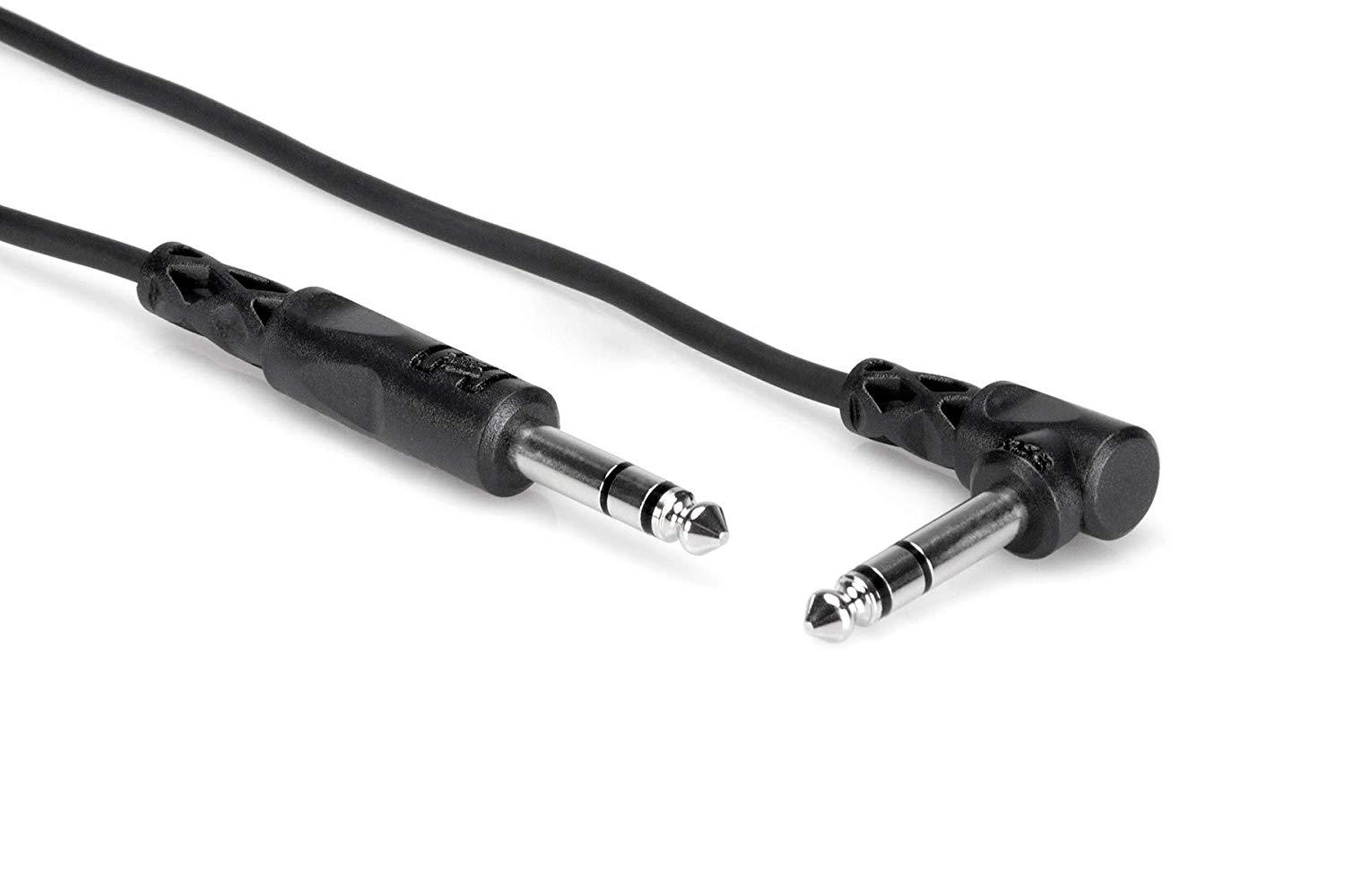 Hosa - CSS-103R - Stereo Right-Angle 1/4" Male to Straight 1/4" Male Cable -3 ft