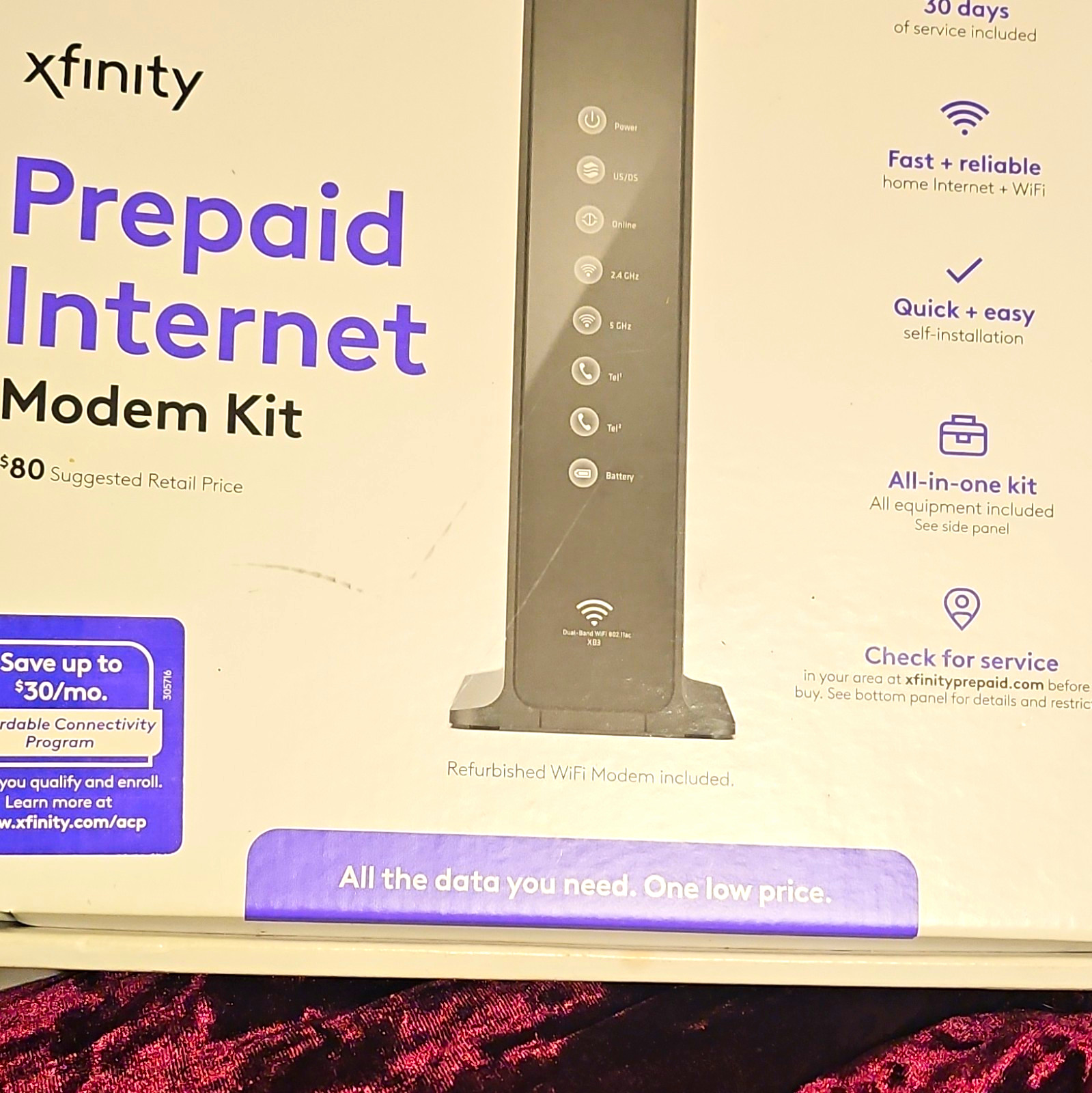 Xfinity XB3 Prepaid Modem Kit DOCSIS 3.0 Dual-Band WiFi 4-Port HSD-PrepaidwPk