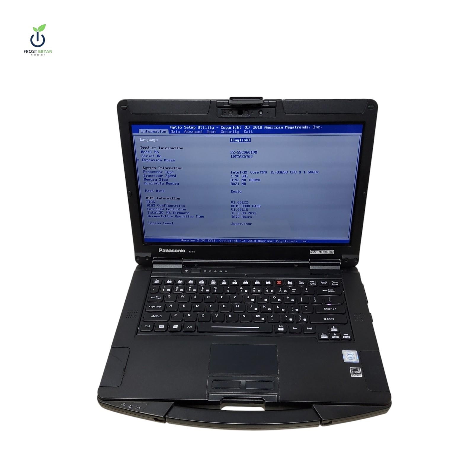 PANASONIC FZ55-1 Laptop i5-8365U@1.60GHz 8 GB No SSD No OS Grade D [DEFECTIVE]