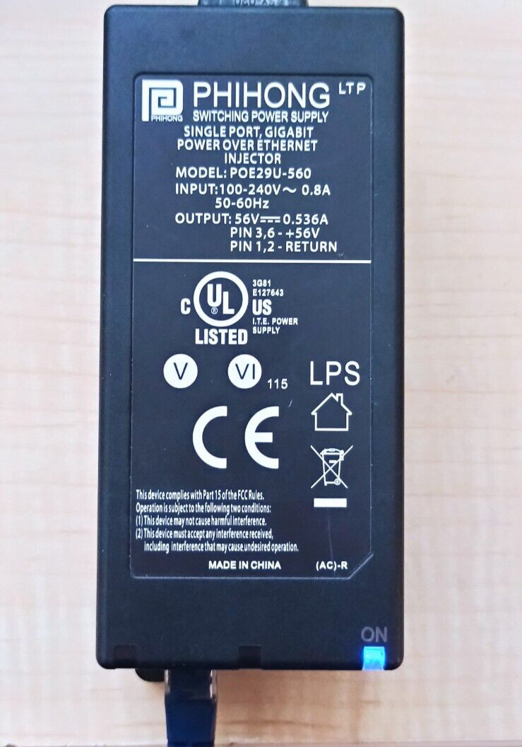 PHIHONG POE Injector POE29U-560 Gigabit Switching Power Supply 56V