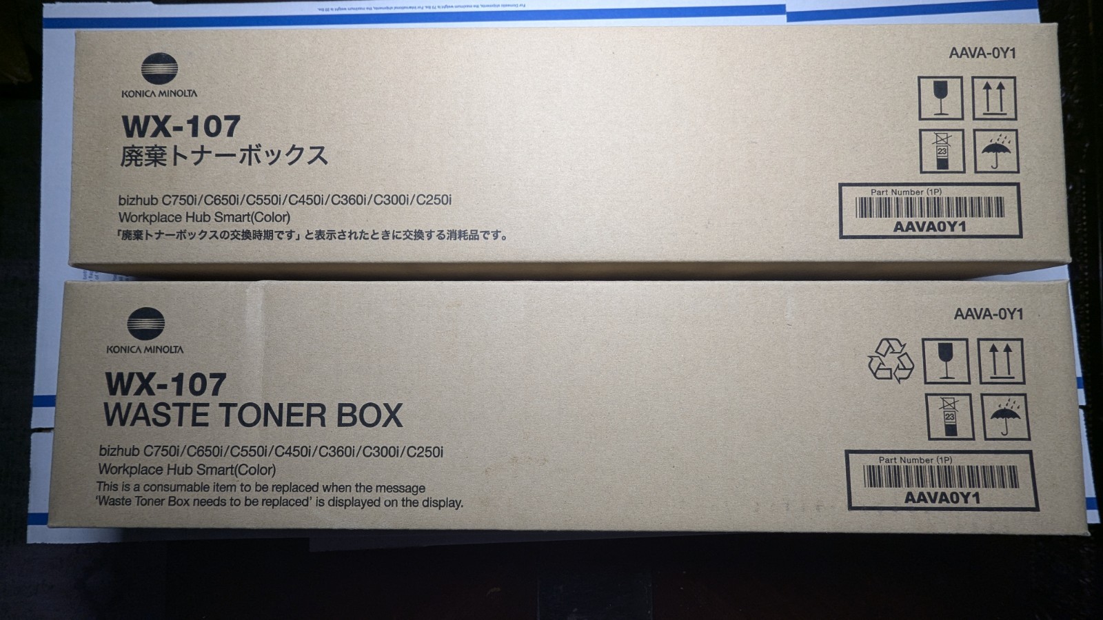 WX-107 AAVA-0Y1 Genuine Konica Minolta 2pk Waste Toner Boxes C250i C300i C360i