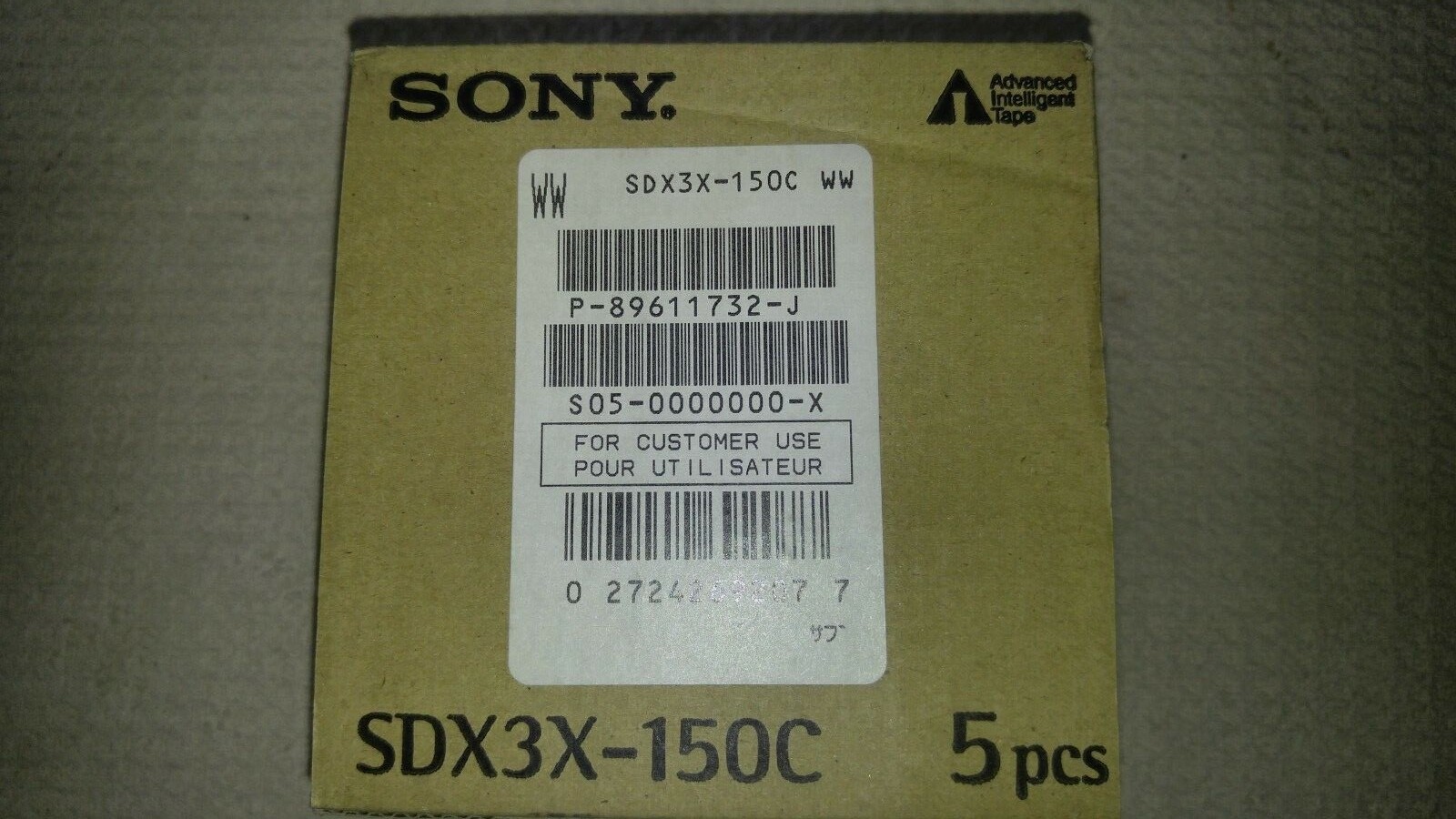  NEW SEALED 5-PACK Sony SDX3X-150C 150/390 GB AIT-3EX Tapes