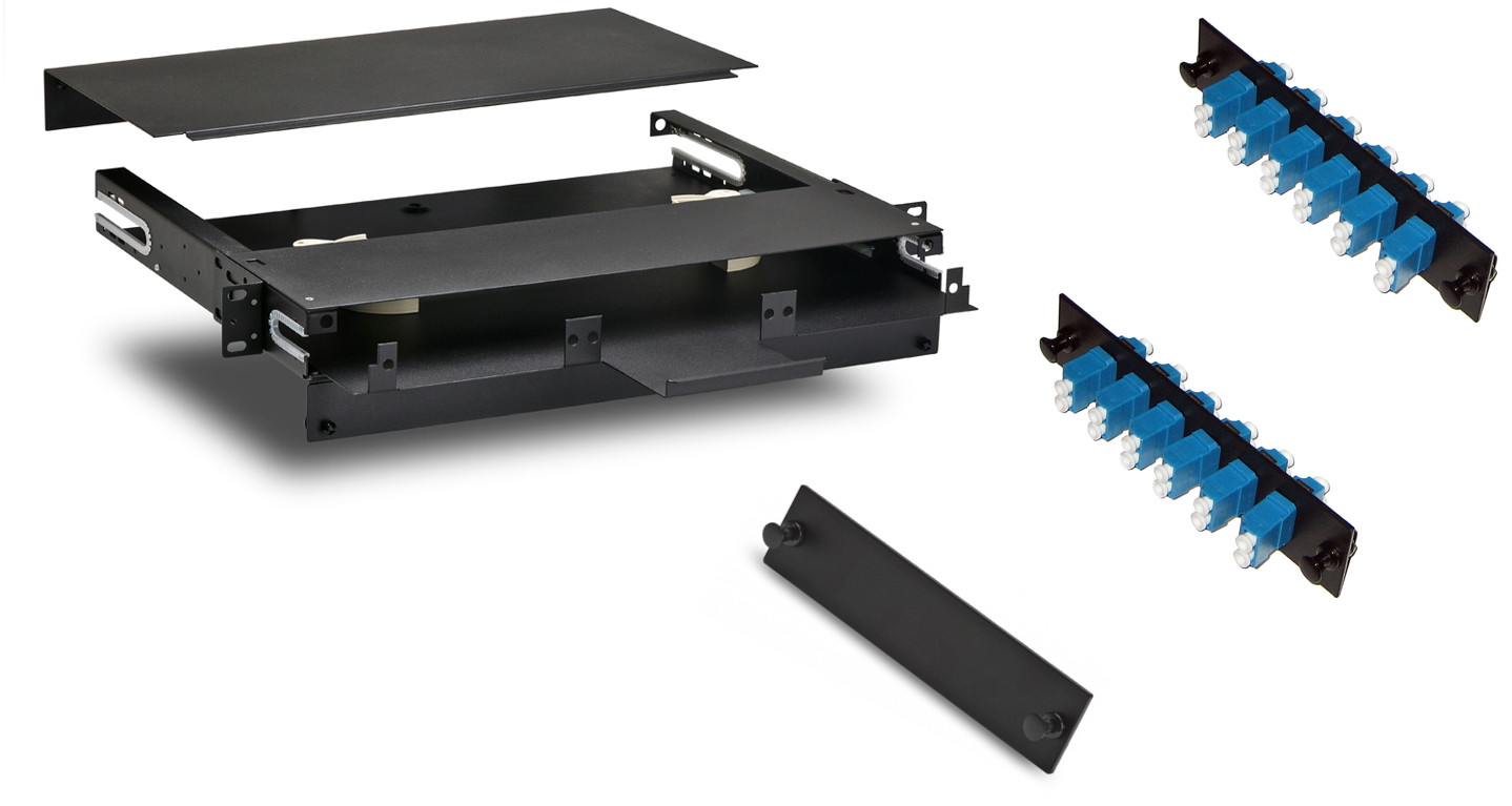 Fiber Optic Rack Mount 1RU LCUPC 24 Port SMF FDP - Fiber Optic Panel Rack Mount
