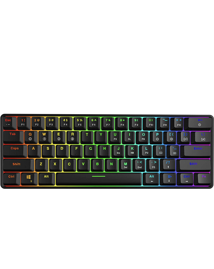 Skyloong Optical Red Switch Keyboard Black Case 61 Keys USB PC Mac Laptop Gaming