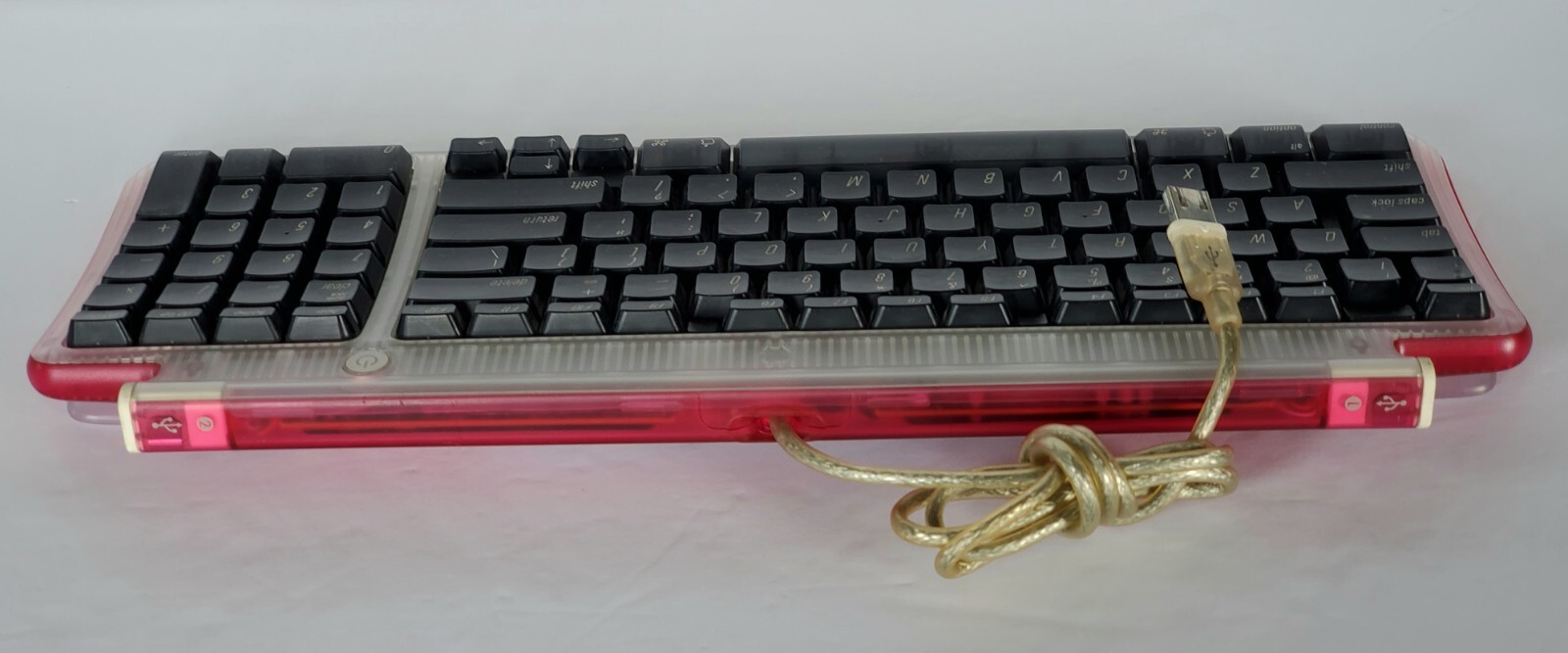 Rare Apple USB Keyboard Clear Strawberry Red iMac iBook Power Mac G3 G4 G5 M2452
