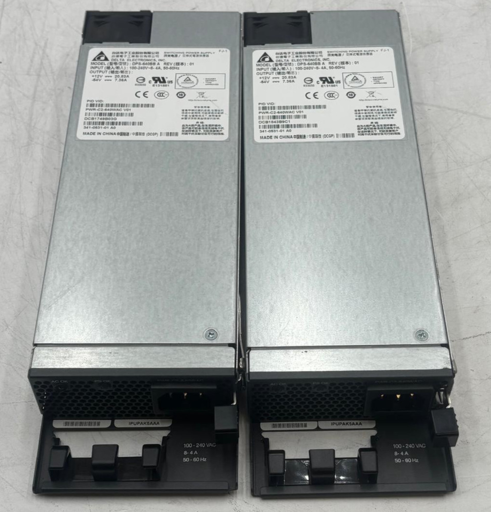 Lot of 2 Cisco PWR-C2-640WAC 640W AC Switch Power Supply