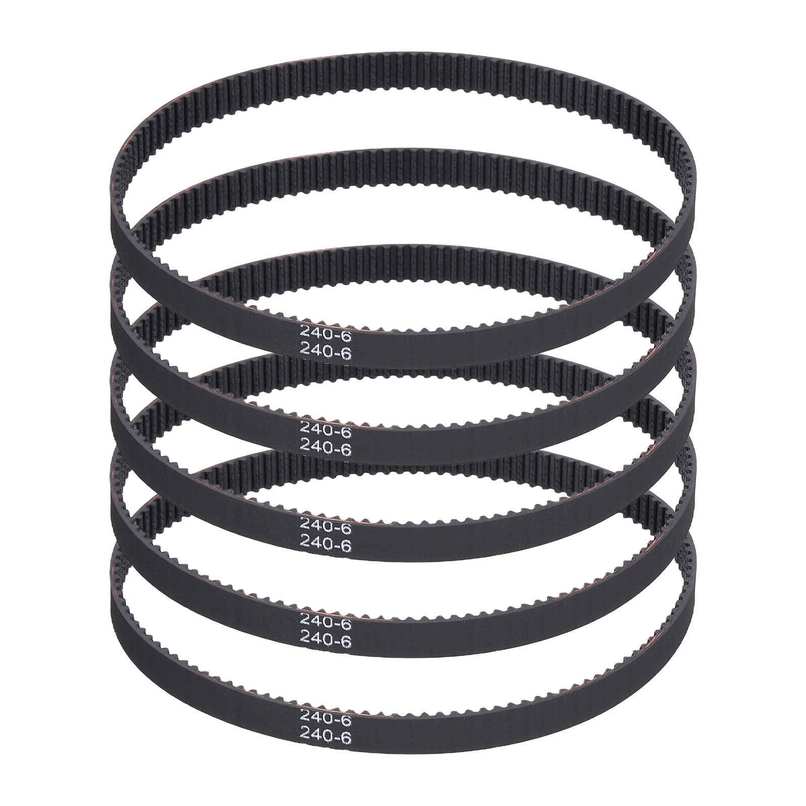 240mm GT-2 Timing Belt, 5pcs 6mm Width 2mm Pitch 3D Printing Closed Loop, Black