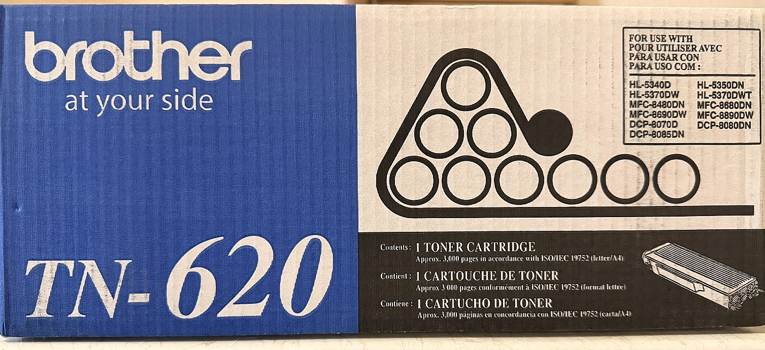 Brother TN-620 Standard Yield Laser Toner Cartridge Black New Open Box