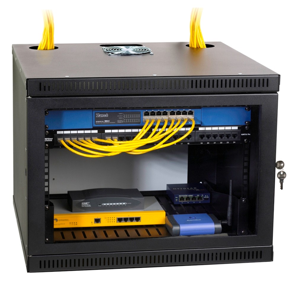8U Wall Mount Server Cabinet 20 Inch Deep with Locking Glass Door Steel Rack