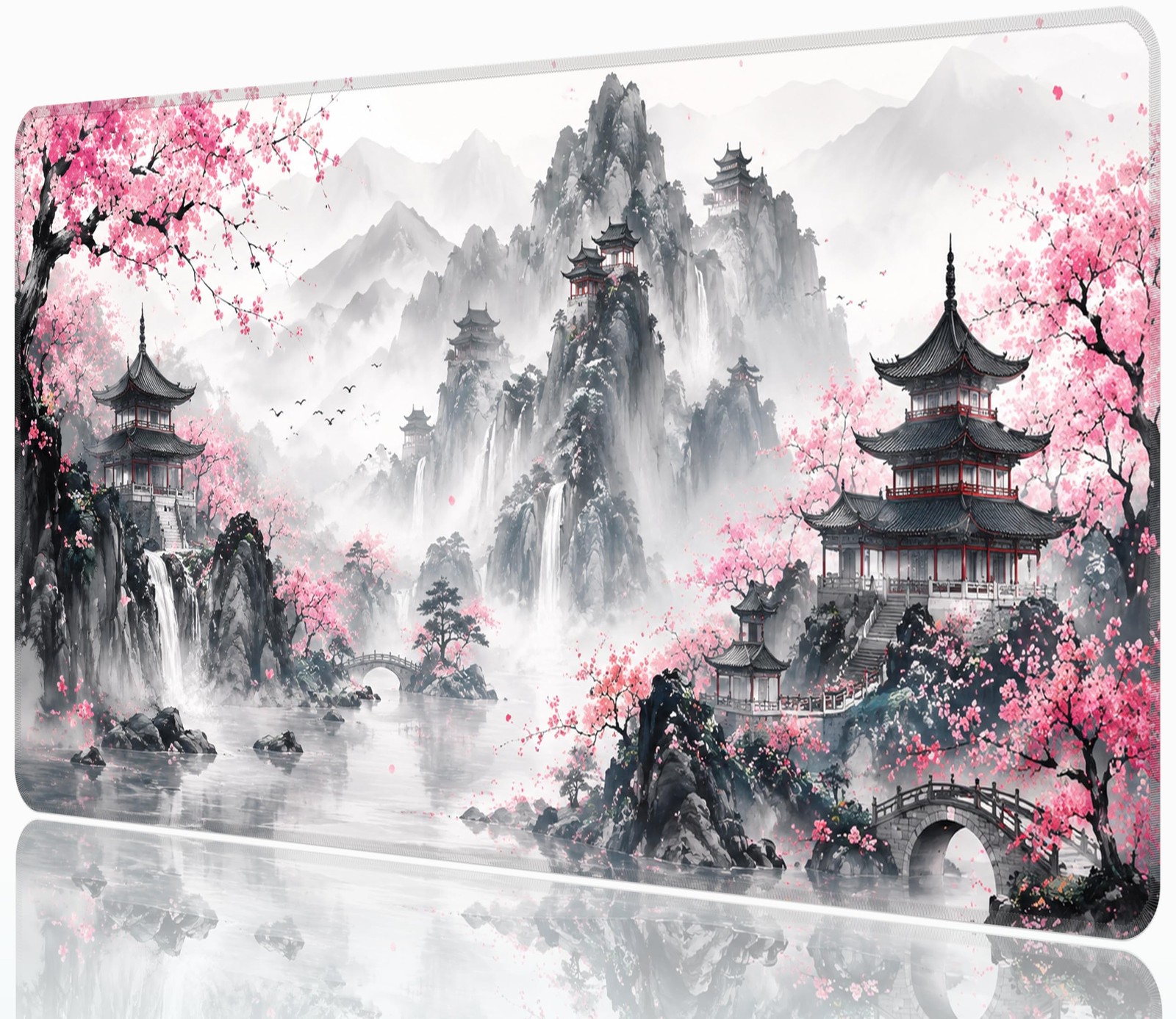 Japanese Cherry Blossom Mouse Pad, Large XL 31.5"x15.7" Big Gaming Mousepad, ...