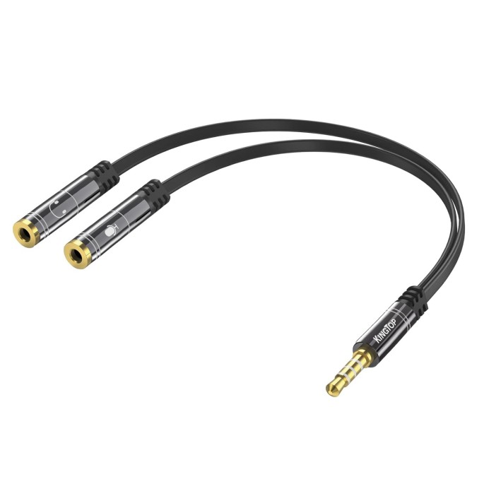 KINGTOP 3.5mm Headphone Mic Splitter Adapter - [1 Male to 2 Female] Headset Spli
