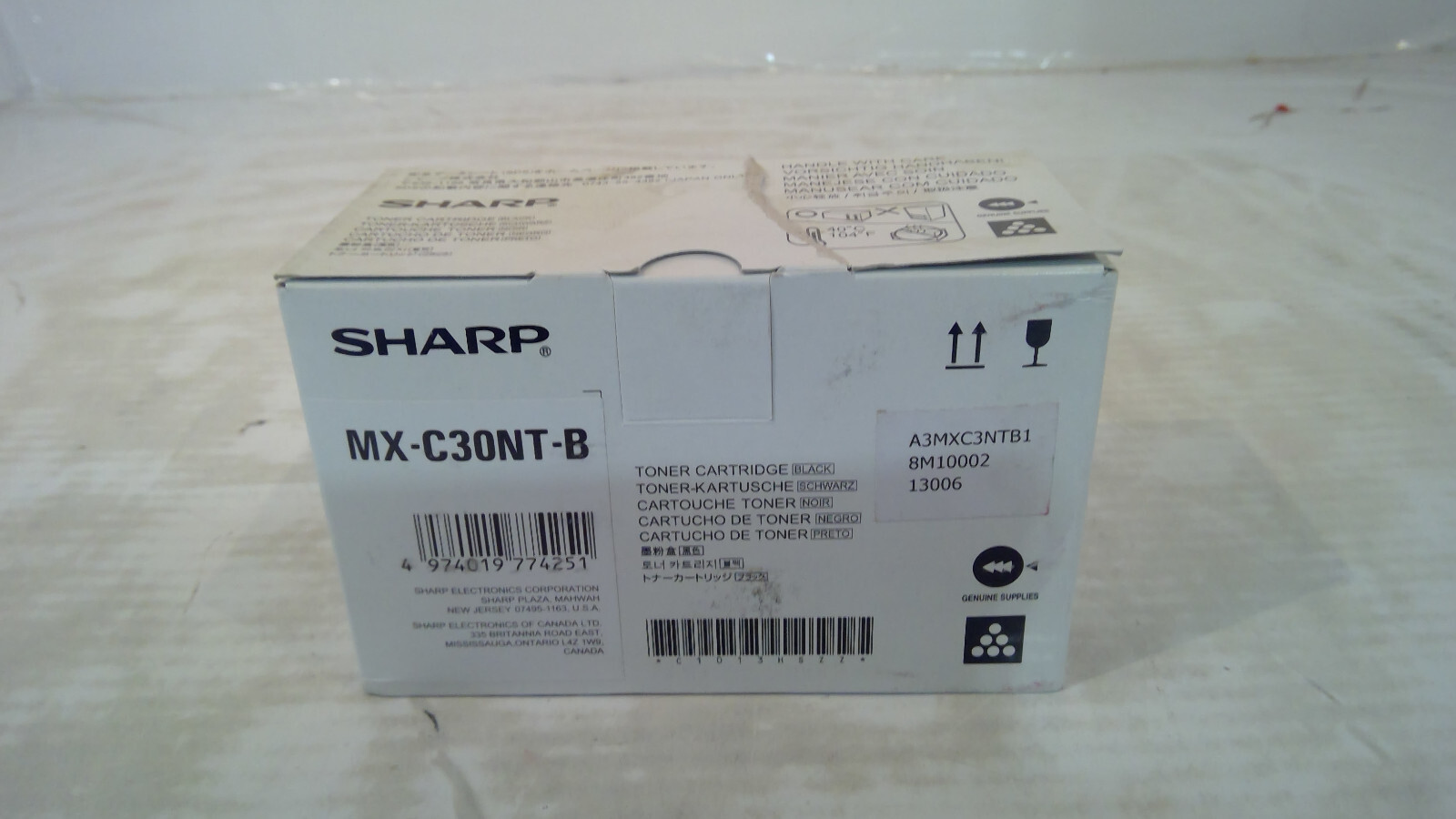 Genuine Sharp MX-C250/MX-C304WH Black Toner Cartridge MX-C30NTB, MX-C30NT-B