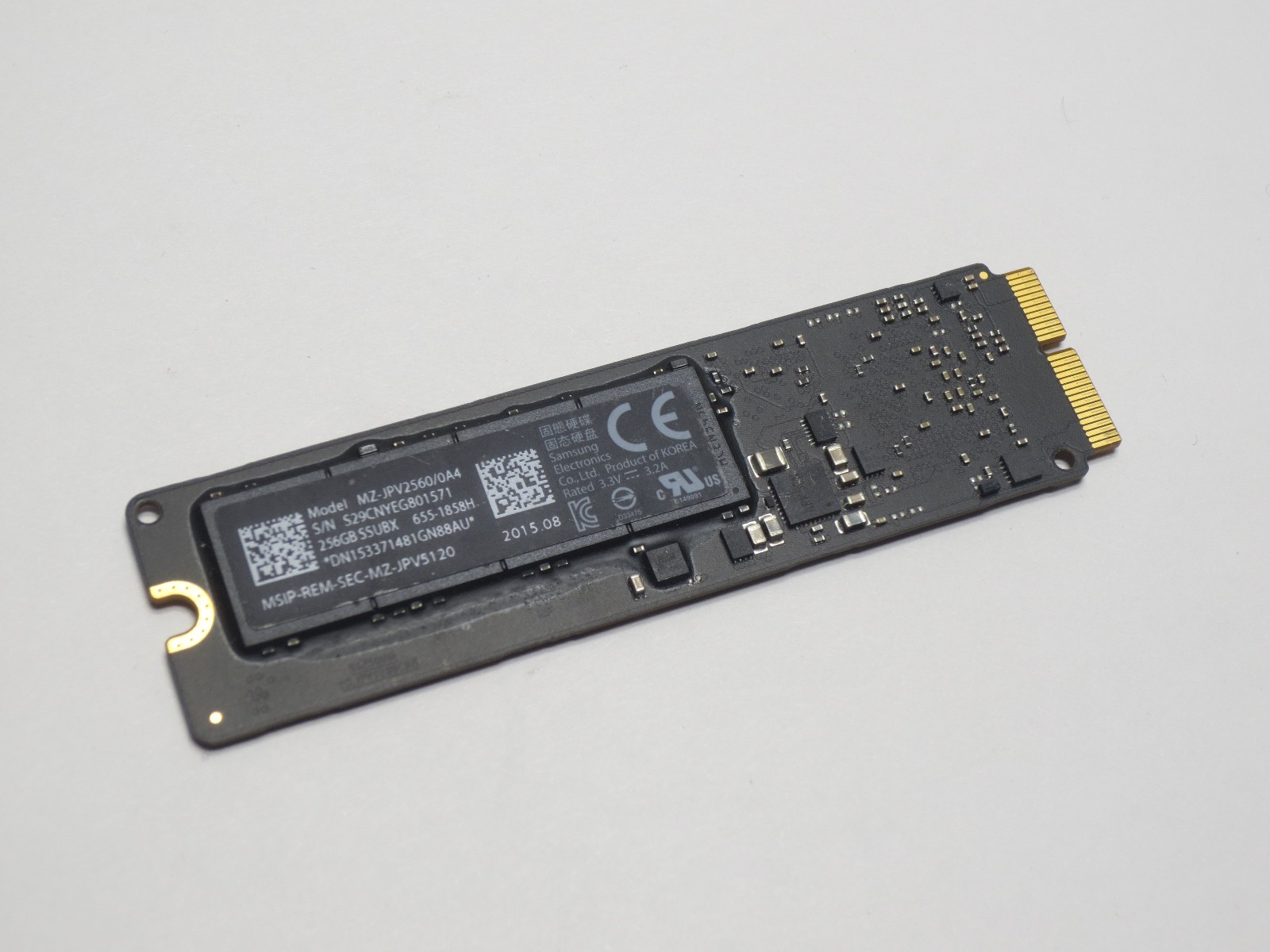 Apple Samsung 256GB SSUBX PCIe SSD Solid State Drive 655-1858H, MZ-JPV2560/0A4