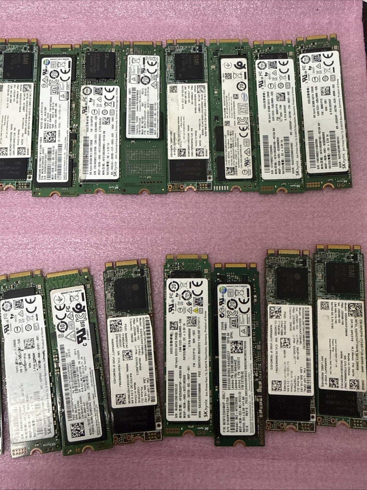 LOT OF 256, 512GB ,1TB 128GB NVMe PCIe M.2  SSD Major Brands Not Tested Read