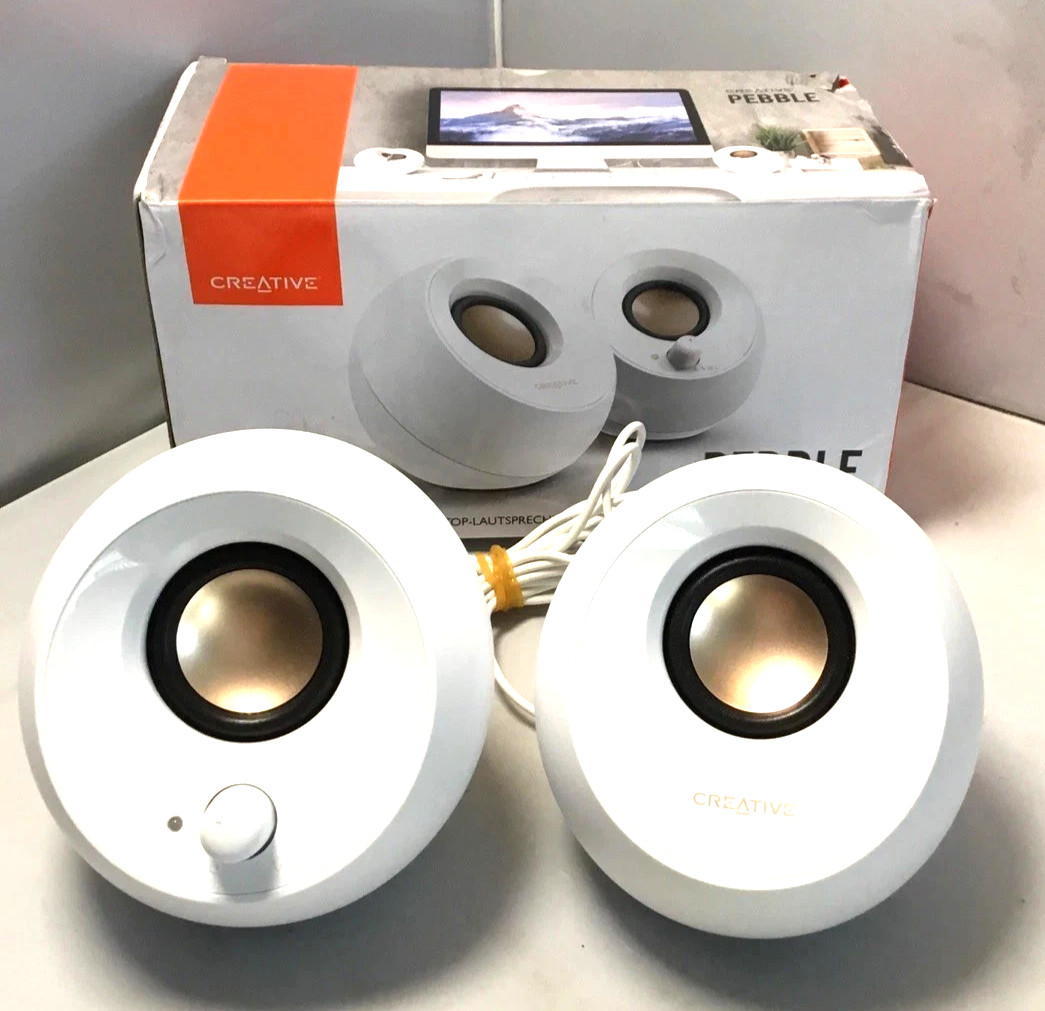 Creative Pebble V3 Minimalist 2.0 USB-C Speakers W/ Bluetooth  white Tested