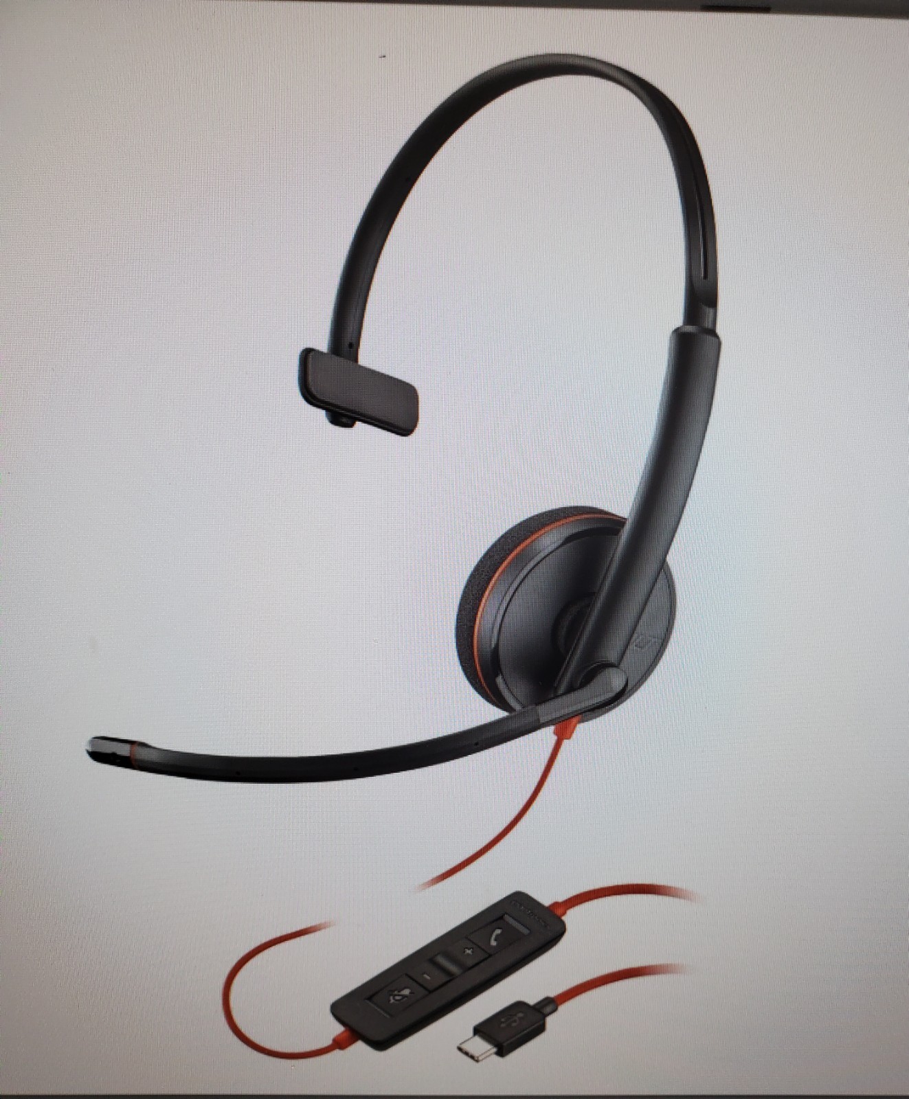 Plantronics Blackwire C3210 On-Ear Mono USB-C Headset - Black