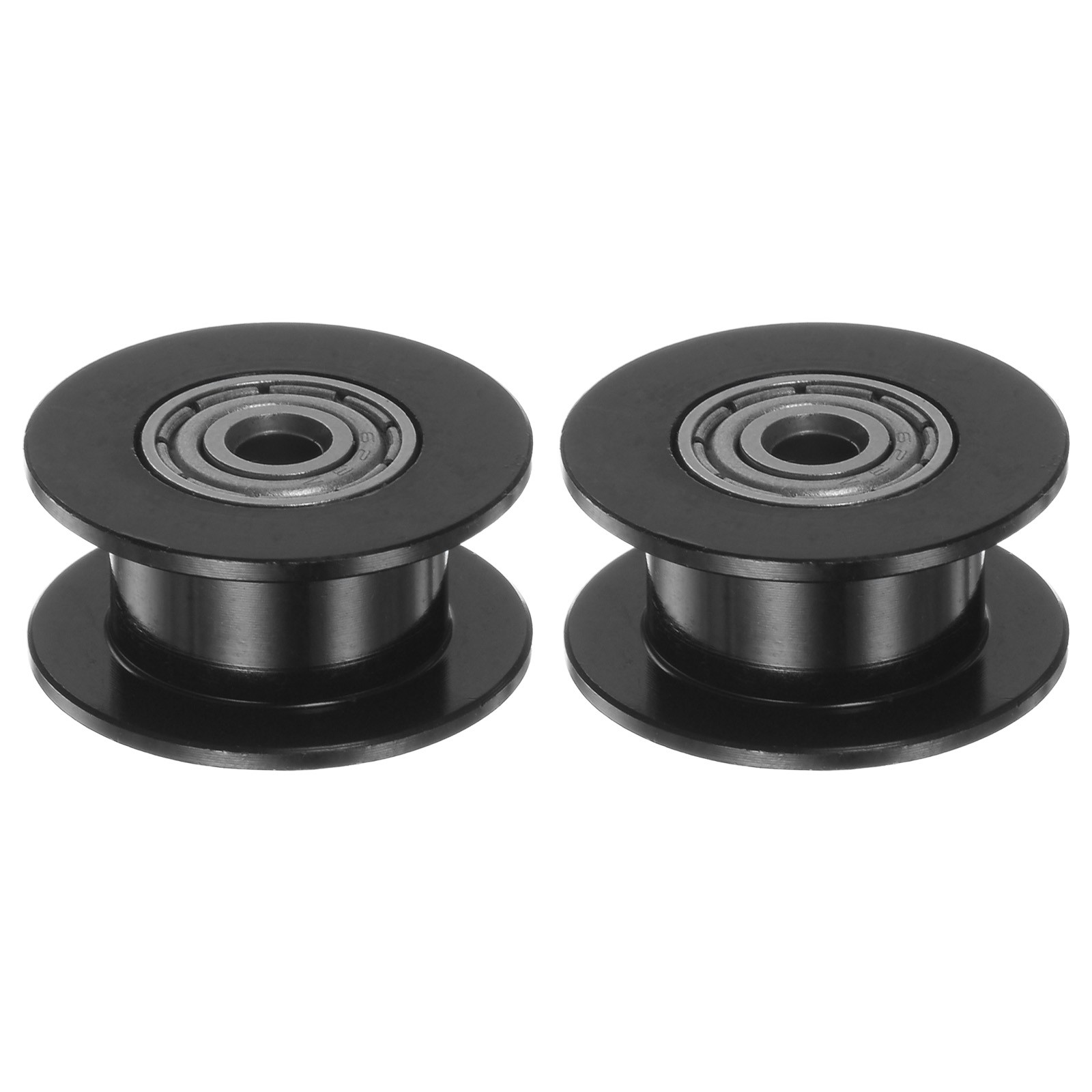 2pcs 2GT Idler Pulley 3mm Bore 18mm Dia. 6mm Width Belt Toothless, Black