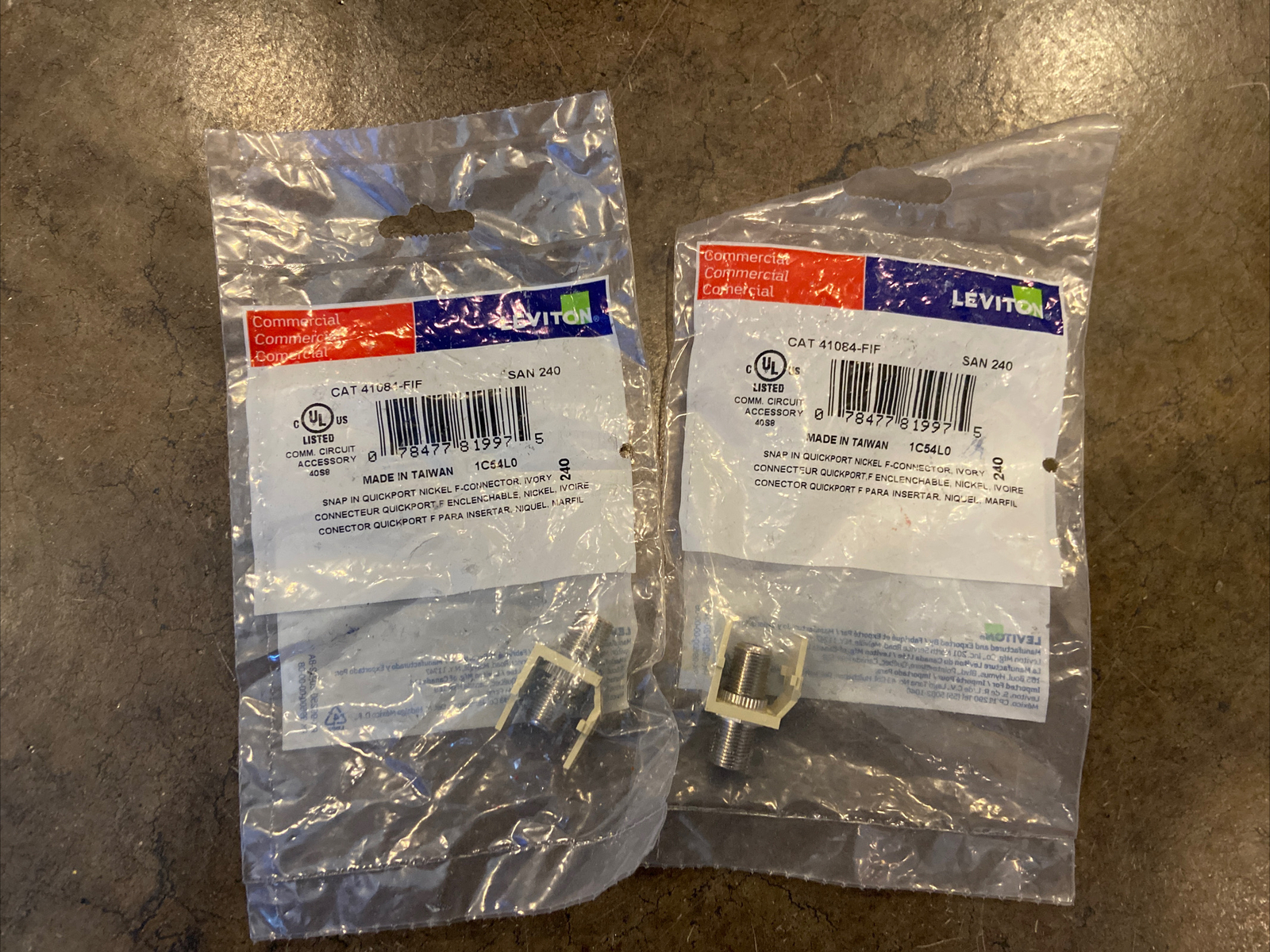 Leviton Cat 41084-FIF San 240 Quickport Snap-In F-Type Bulkhead Module Lot of 2