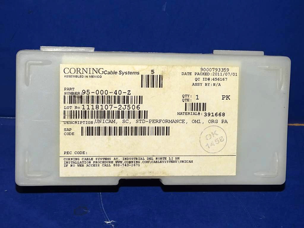 UNIT #10 *READ* Corning 95-000-40-Z UniCam Connectors SC, Organizer Pack *READ*