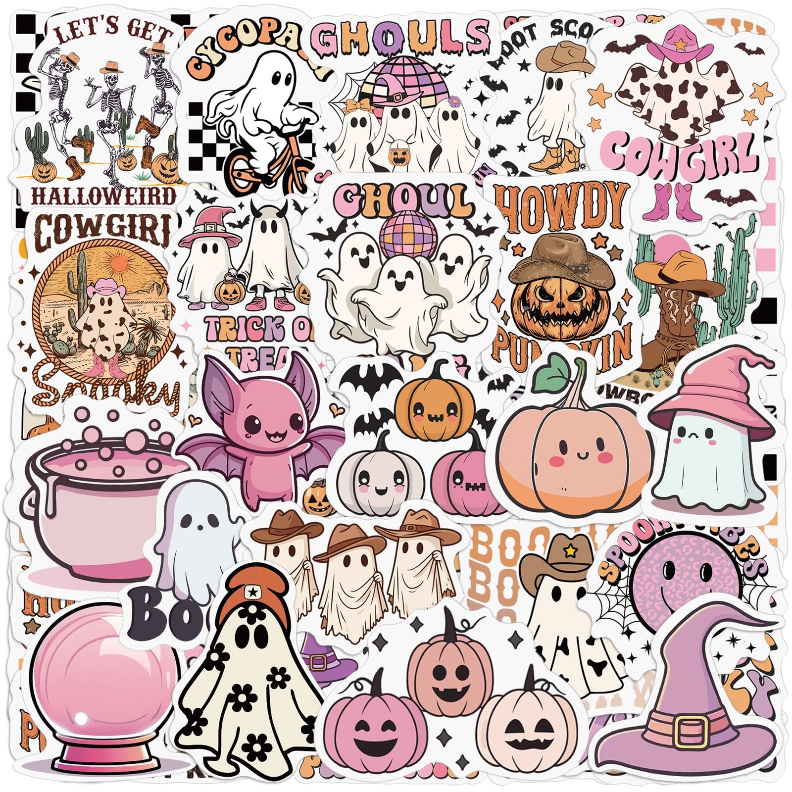 Frienda 200 Pcs Halloween Ghost Funny Spooky Stickers, 2-3 inches, Colorful