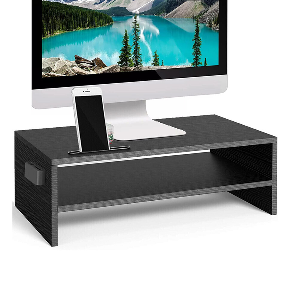 LCD LED COMPUTER MONITOR TABLE RISER SHELF DESKTOP STAND SPACE SAVER LAPTOP