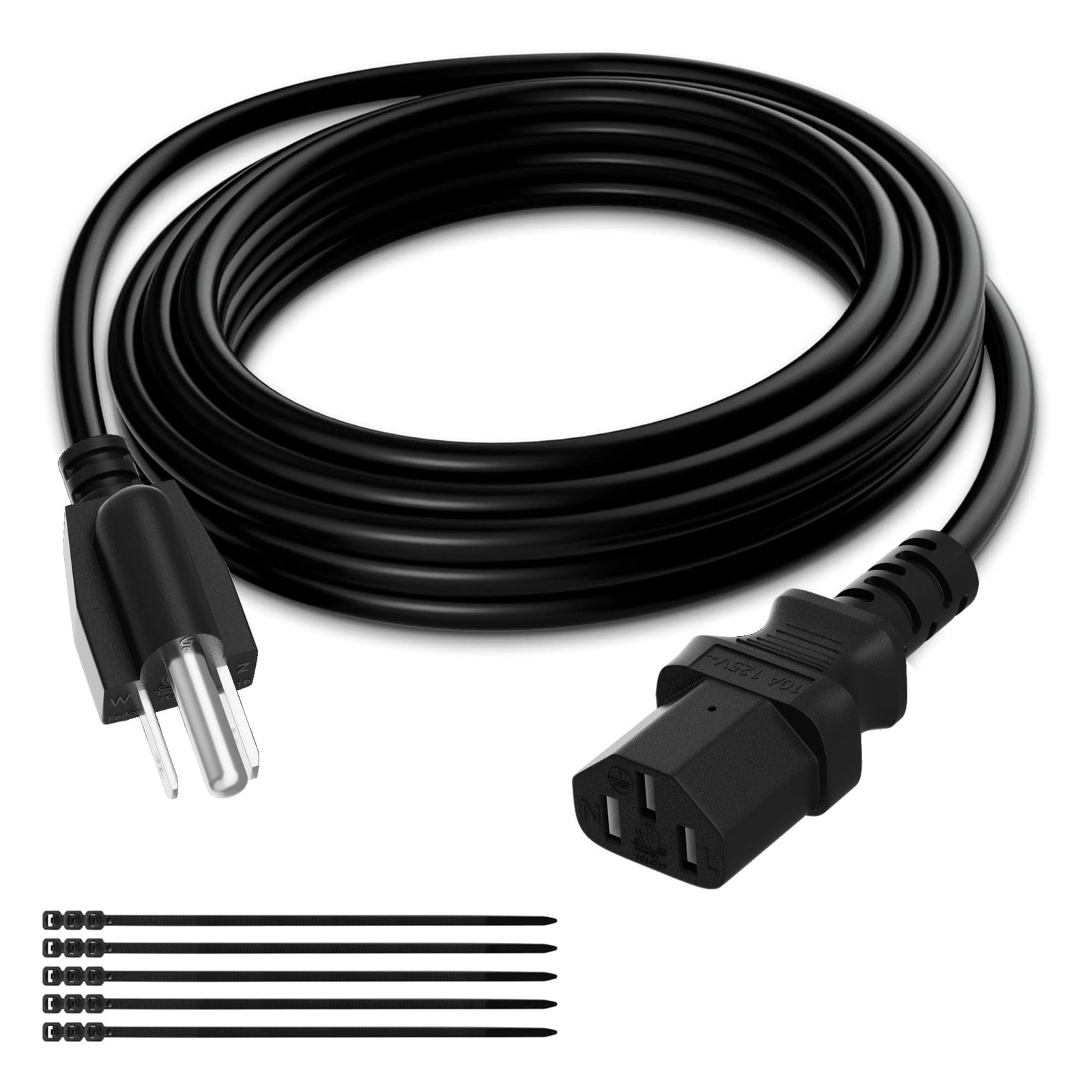 3-Prong 50 Ft Power Cord, Heatproof AC Cable for TV, Computer, ETL 18AWG 125V...