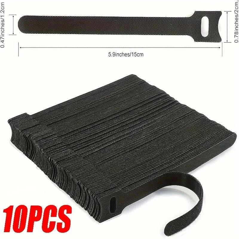10-100pcs Reusable Cable Ties 150mm Nylon Hook Loop Straps Wire Organizer 10mm