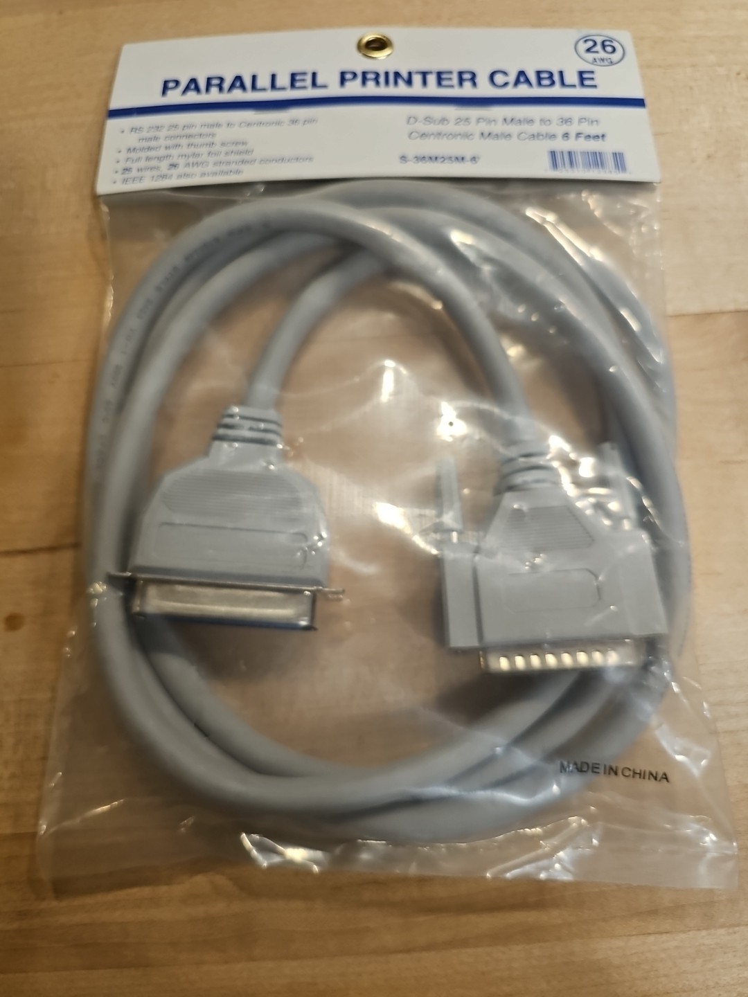 New Pan Pacific S-36M25M-6'R 6 Foot Parallel Printer Cable