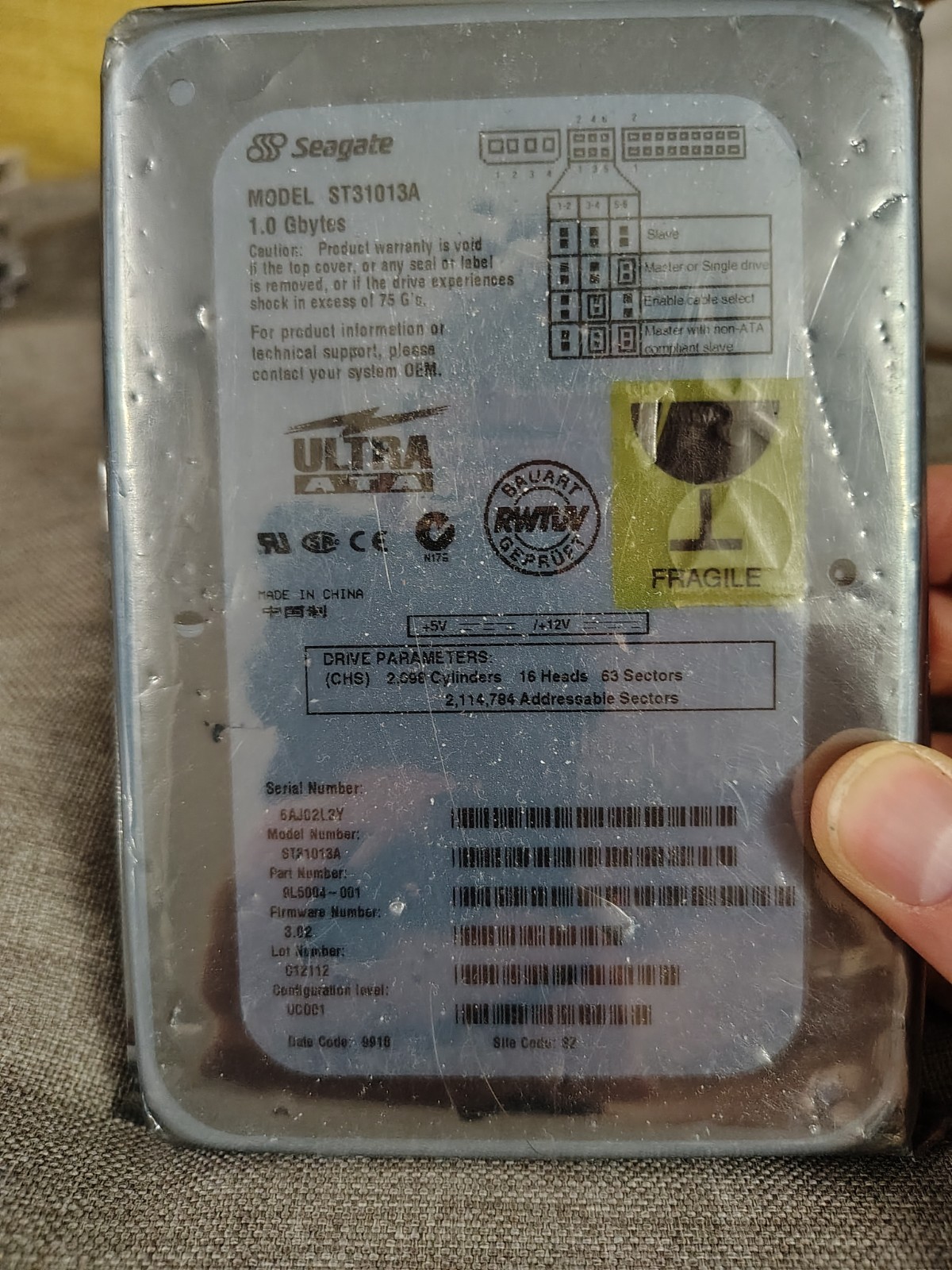 Seagate ST31013A 1GB Vintage Computer Drive