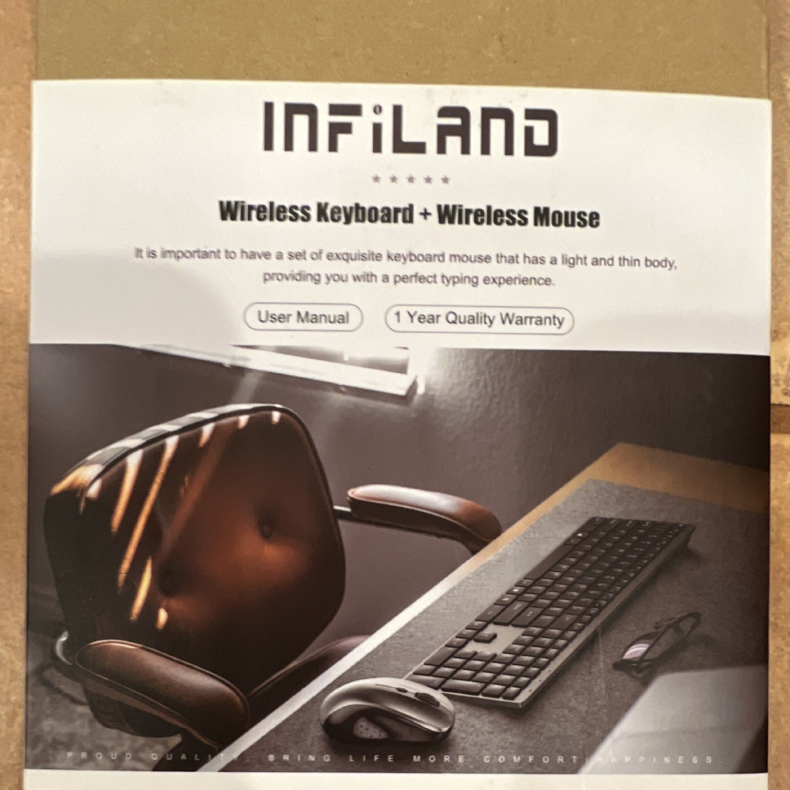 Infiland Wireless Keyboard and Mouse Bundle Black Standard
