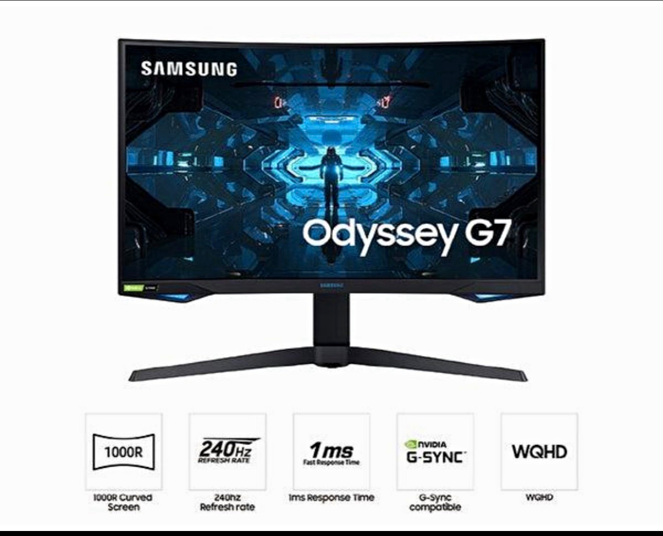 Samsung Odyssey G7 1000R Curved Gaming Monitor WQHD 240Hz 1ms G-SYNC