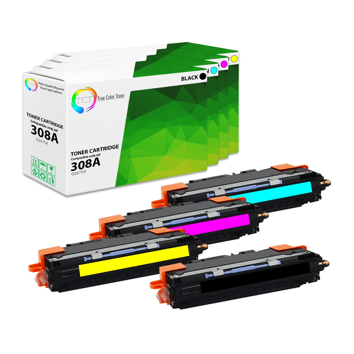 TCT 4PK 308A 309A toner Set Q2670A Q2671A Q2672A Q2673A For HP LaserJet 3550