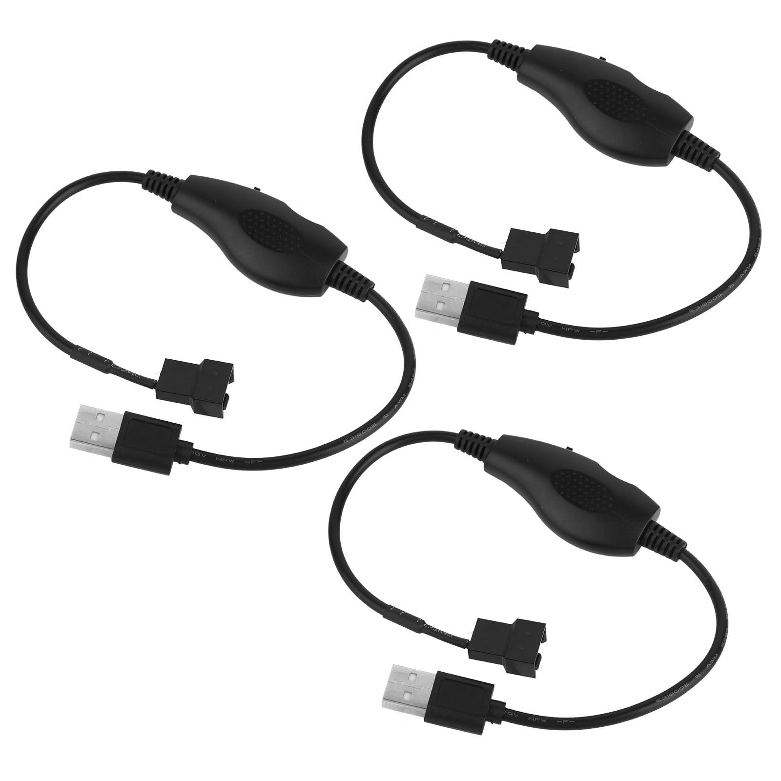 3pcs USB Fan Speed Adapter Controller, USB 5V to 12V 4 Pin PC Cooling Fan Adapte
