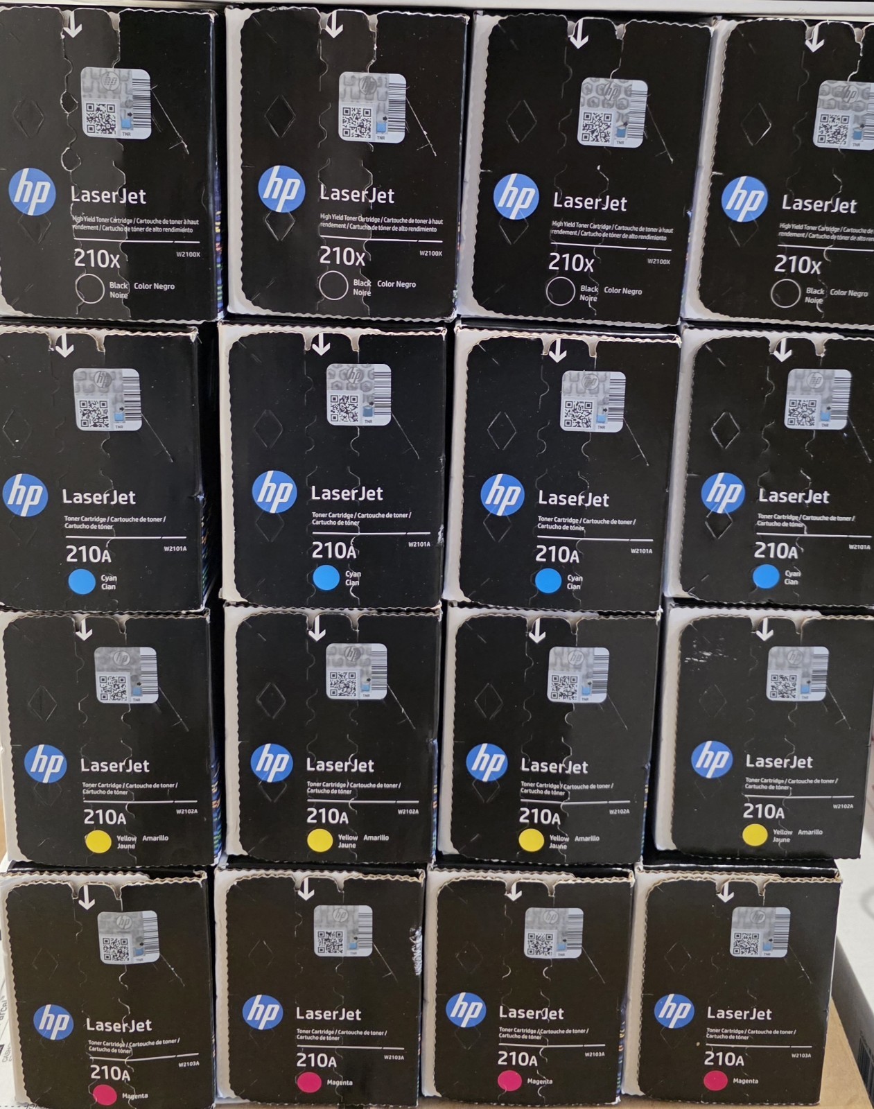 Genuine HP 210X Black 210A CMY Toner Print Cartridges Magenta, Yellow, Cyan Set.