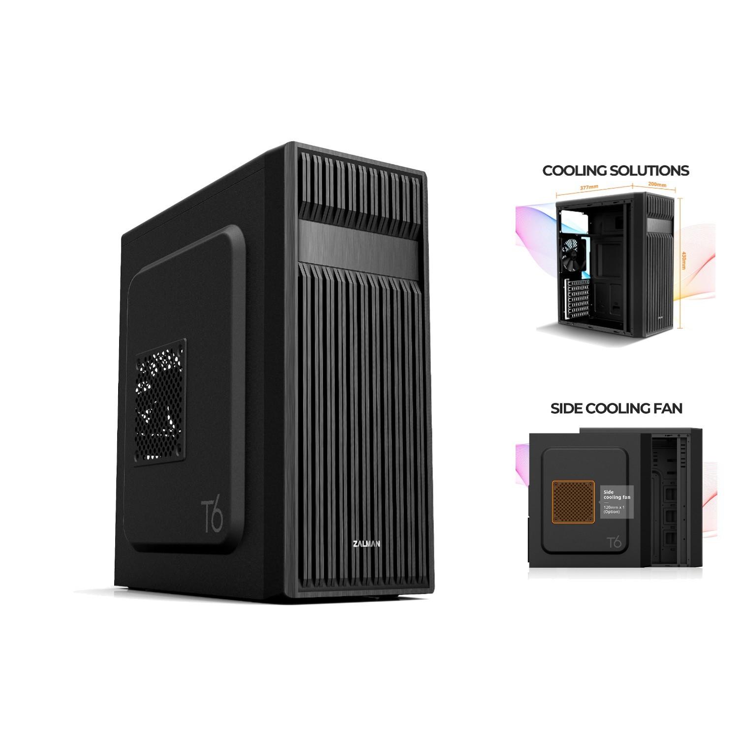 Elegant Black Mid-Tower PC Case with 5.25 ODD and Enhanced Cooling System