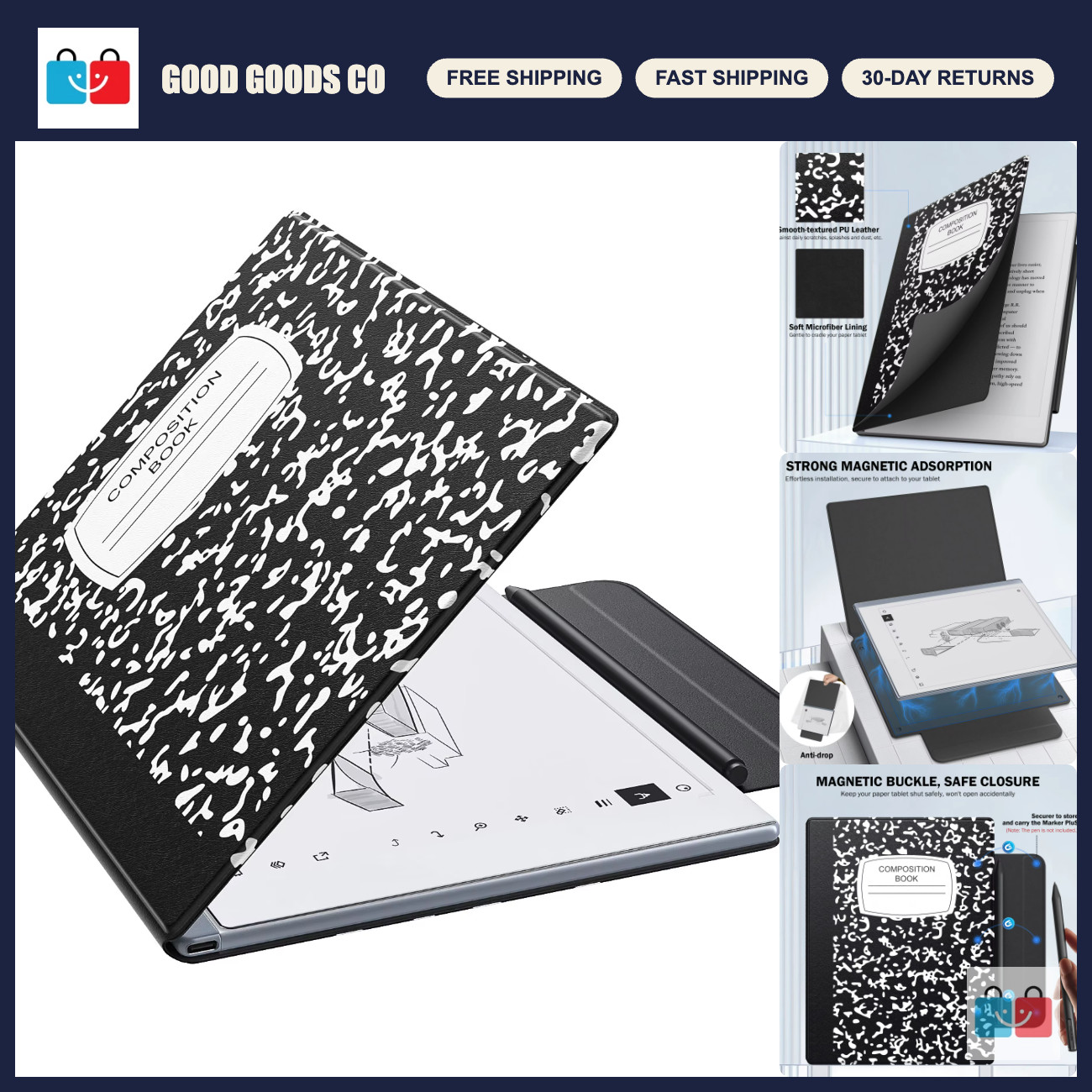 Lightweight Ultra-Thin Folio Case for 10.3" Remarkable Tablet 2 - Magnetic Cover