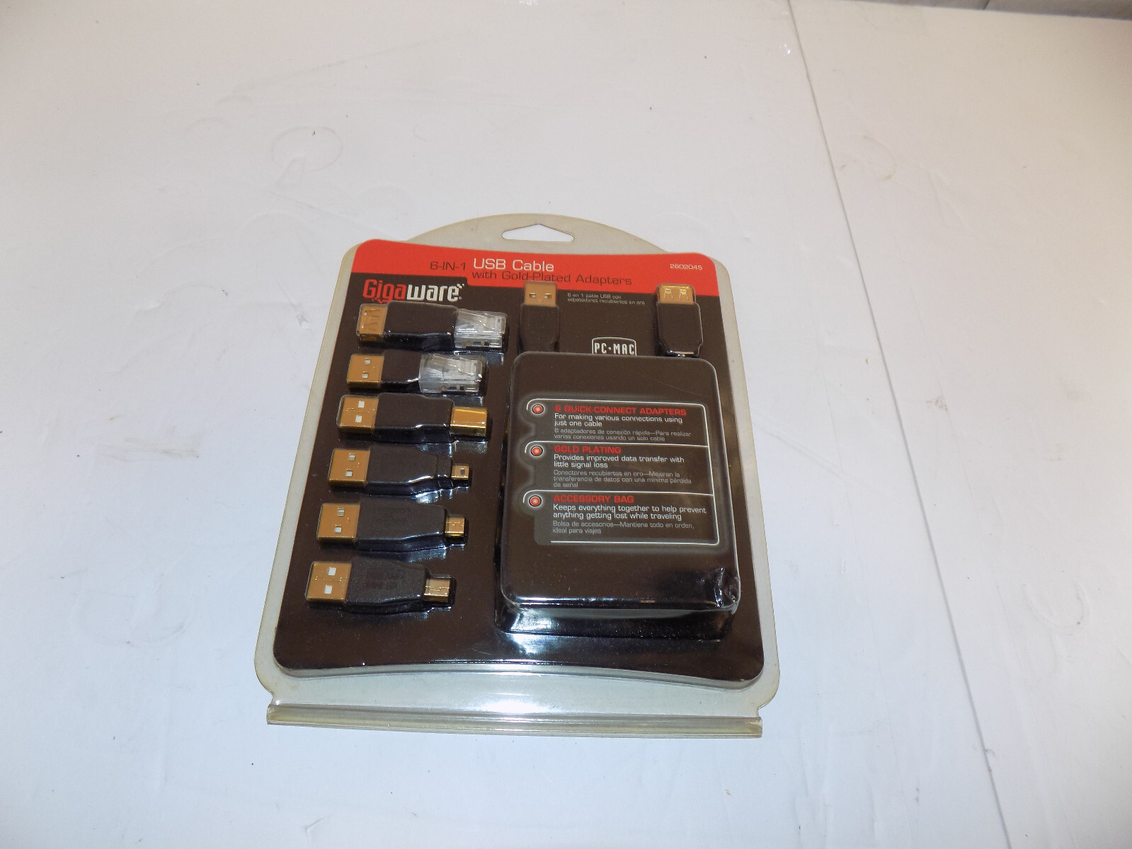 Gigaware 6-IN-1 USB Adapters With Gold Plated Adapters PC MAC