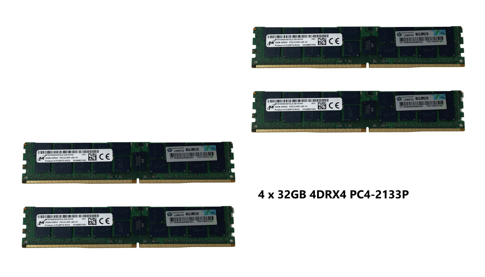 Lot 4, HP 32GB 4DRX4 PC4-2133P-L Samsung | Hynix Server Memory Ram 752372-081