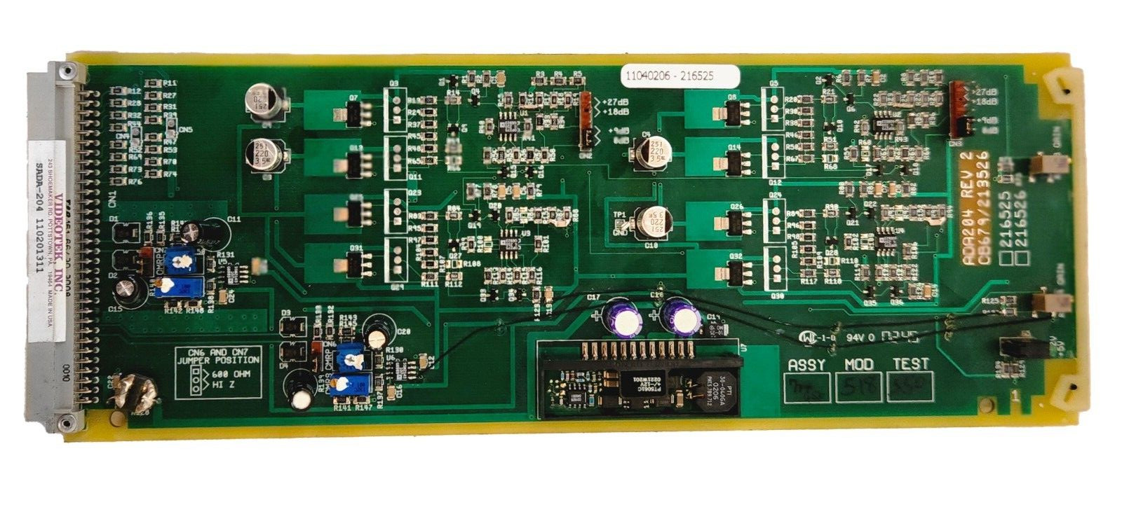 VIDEOTEK SADA-204 DIGITAL AUDIO Distribution Amplifier Card ADA204