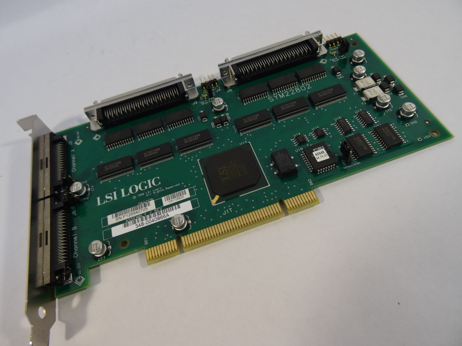SYMBIOS LOGIC SYM22802 LSI22802 DUAL HVD DIFFERENTIAL ULTRA/WIDE PCI CARD