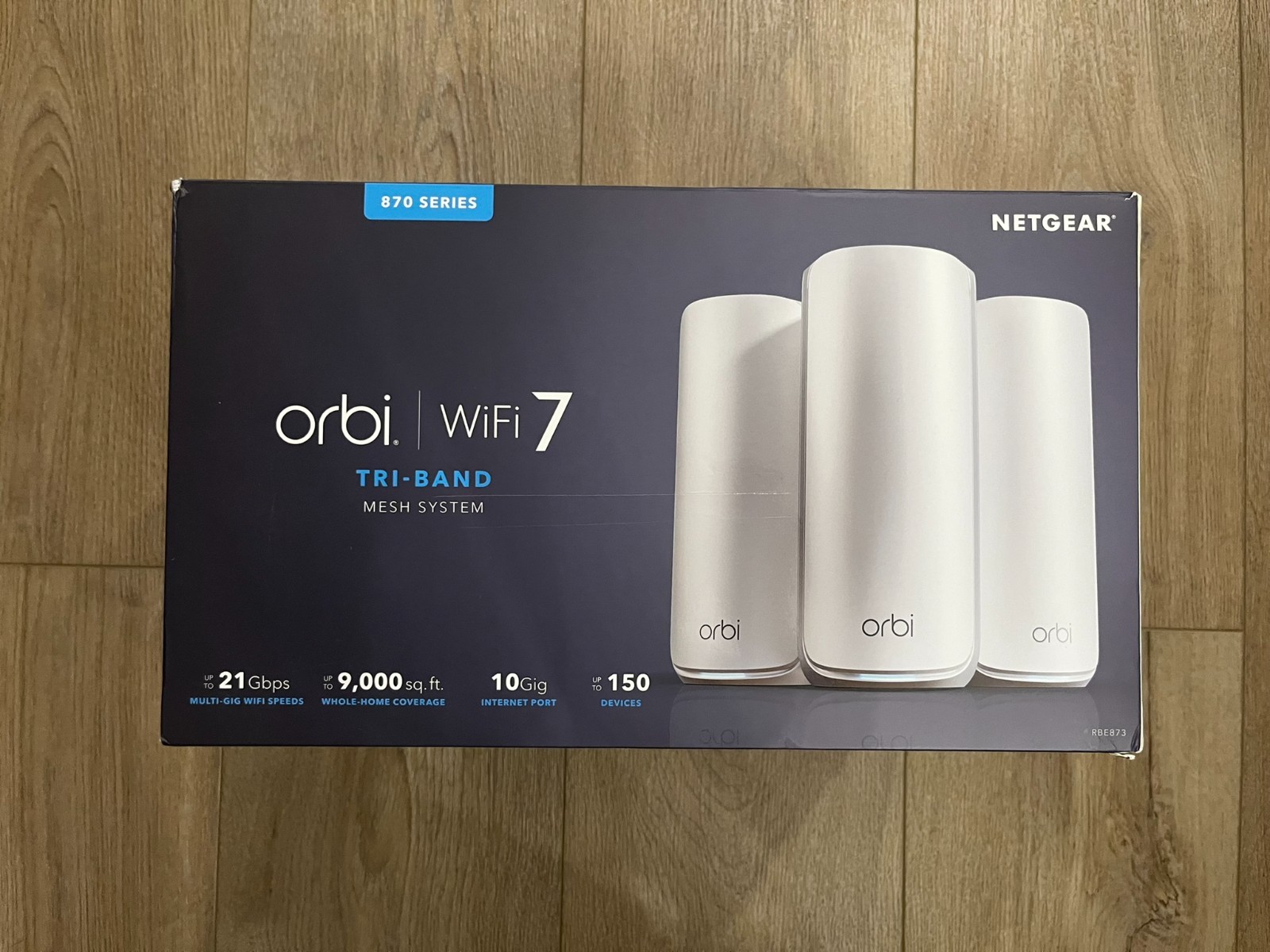 Netgear Orbi 870 Series WiFi 7 Mesh System, 21 Gbps, Up to 9,000 sq ft., 3 Pack