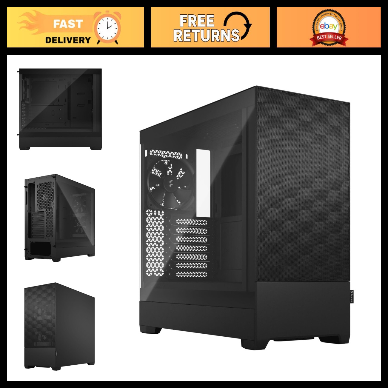 Pop Air Black Case with Tempered Glass & Clear Tint - Stylish PC Gaming Tower