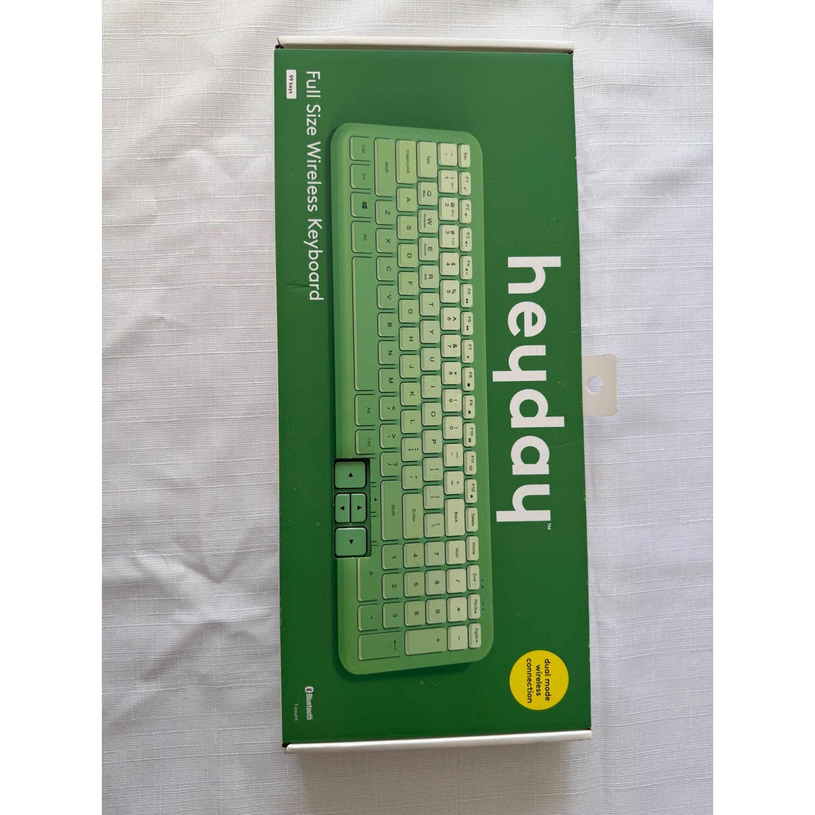 Heyday Full Size Wireless Keyboard Green 99 Keys Dual Mode Bluetooth 2.4GHz USB