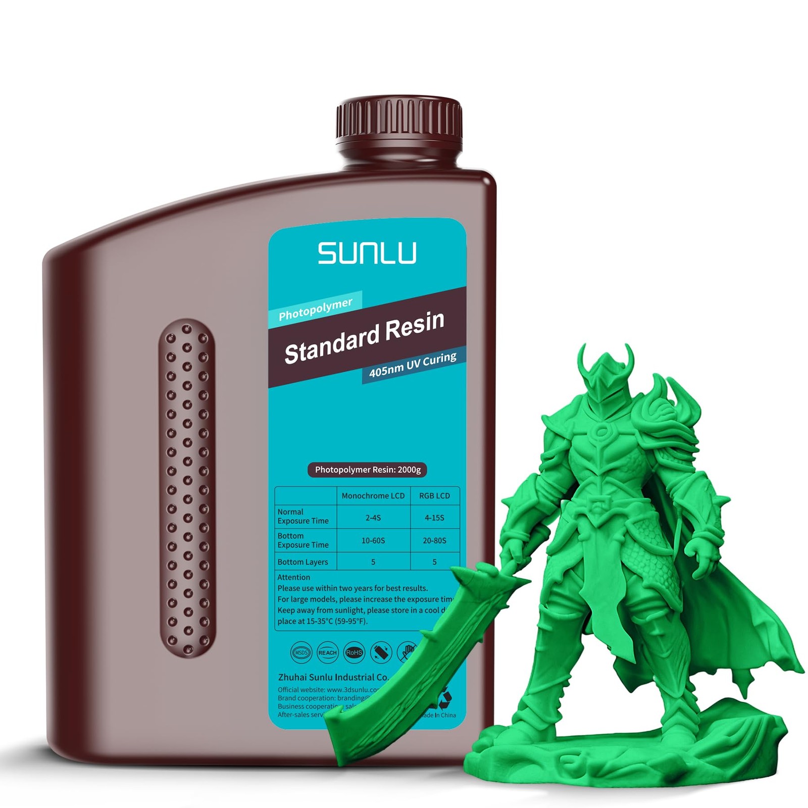 SUNLU Upgraded 2KG Standard 3D Printer Resin, 405nm UV-Curing Resin LCD/DLP/S...