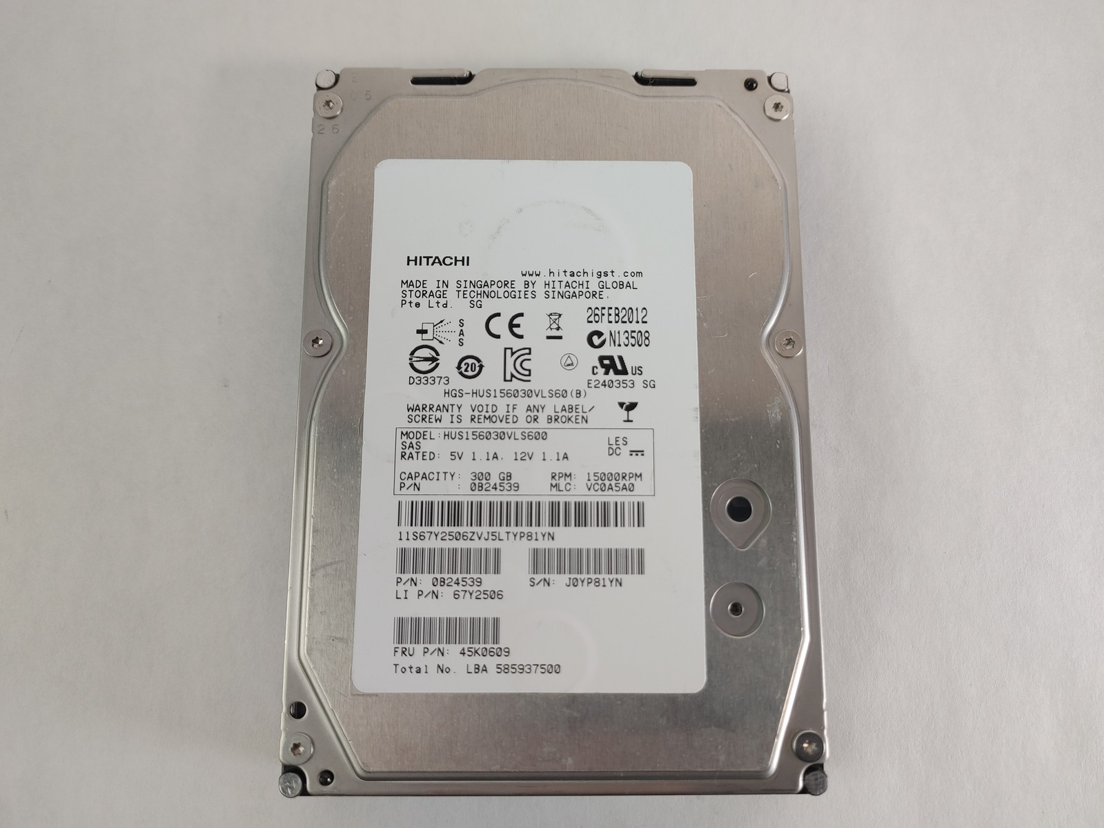 Hitachi Lenovo HUS156030VLS600 300 GB SAS 2 3.5 in Enterprise Drive